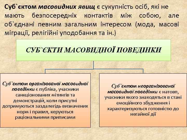 Суб`єктом масовидних явищ є сукупність осіб, які не мають безпосередніх контактів між собою, але