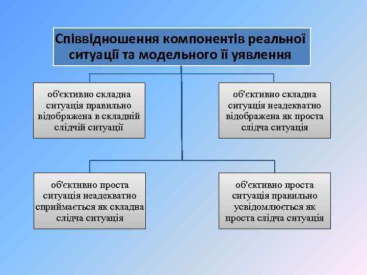Співвідношення компонентів реальної ситуації та модельного її уявлення об'єктивно складна ситуація правильно відображена в