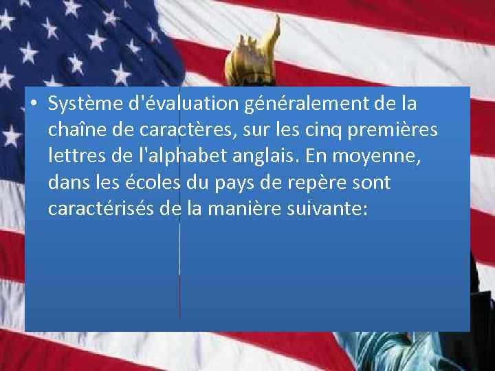  • Système d'évaluation généralement de la chaîne de caractères, sur les cinq premières