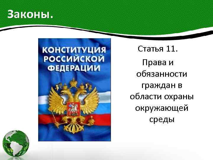 Законы. Статья 11. Права и обязанности граждан в области охраны окружающей среды 