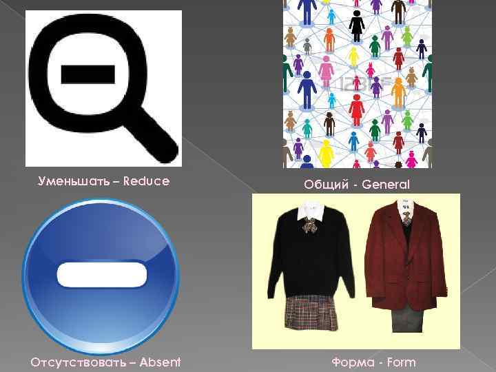 Уменьшать – Reduce Отсутствовать – Absent Общий - General Форма - Form 