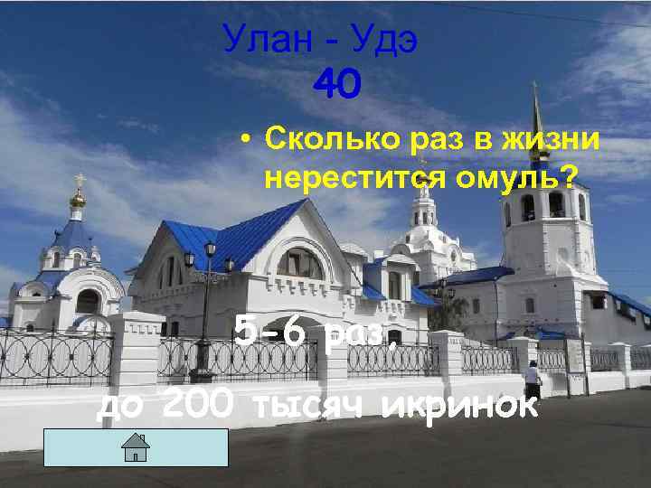 Улан - Удэ 40 • Сколько раз в жизни нерестится омуль? 5 -6 раз,
