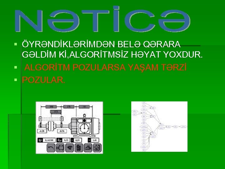 § ÖYRƏNDİKLƏRİMDƏN BELƏ QƏRARA GƏLDİM Kİ, ALGORİTMSİZ HƏYAT YOXDUR. § ALGORİTM POZULARSA YAŞAM TƏRZİ