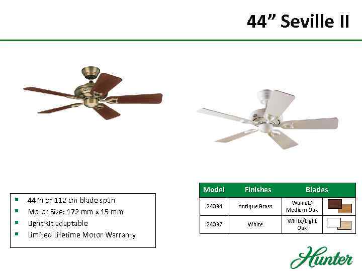 44” Seville II § § Model 44 in or 112 cm blade span Motor