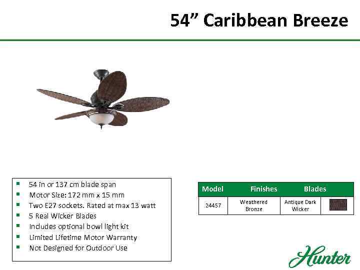 54” Caribbean Breeze § § § § 54 in or 137 cm blade span