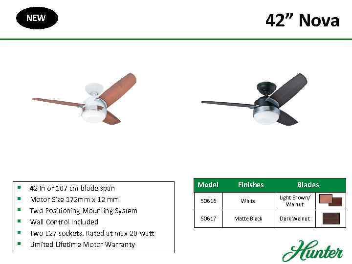 42” Nova NEW § § § 42 in or 107 cm blade span Motor