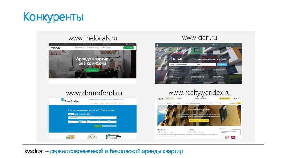 Конкуренты www. thelocals. ru www. cian. ru www. domofond. ru www. realty. yandex. ru