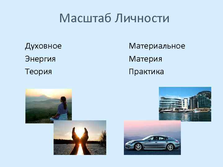 Масштаб Личности Духовное Энергия Теория Материальное Материя Практика 