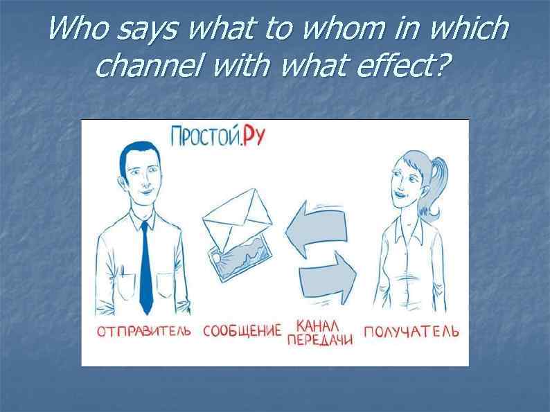 Who says what to whom in which channel with what effect? 