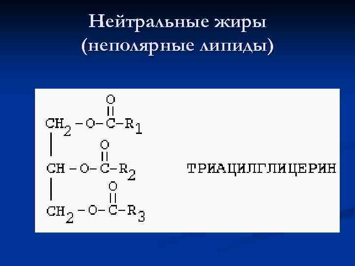 Нейтральные жиры (неполярные липиды) 