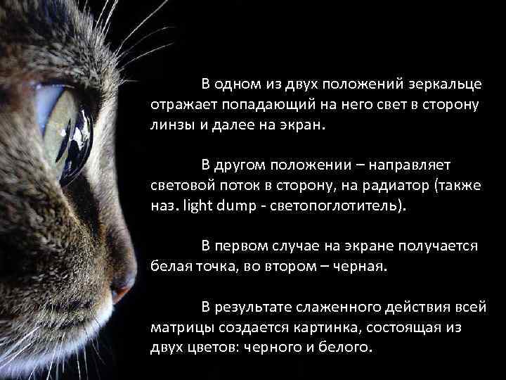 В одном из двух положений зеркальце отражает попадающий на него свет в сторону линзы