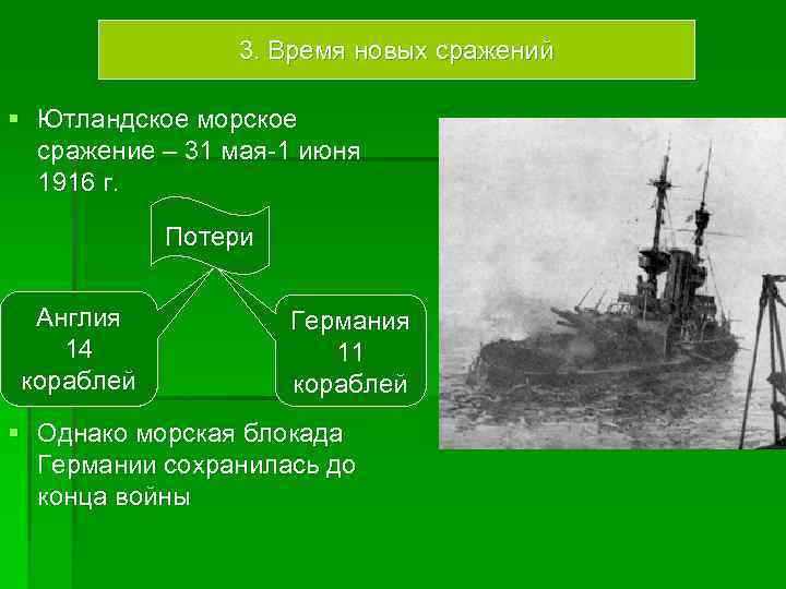 3. Время новых сражений § Ютландское морское сражение – 31 мая-1 июня 1916 г.