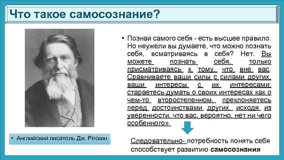 Что такое самосознание? • Познай самого себя - есть высшее правило. Но неужели вы