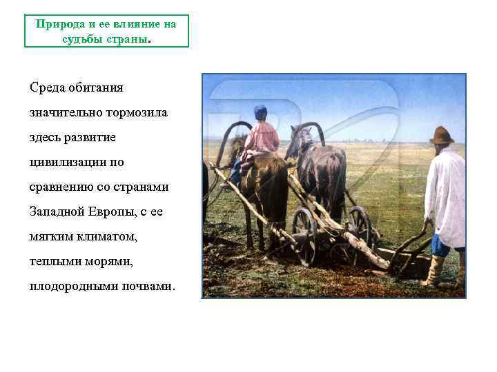Природа и ее влияние на судьбы страны. Среда обитания значительно тормозила здесь развитие цивилизации