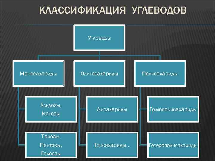 КЛАССИФИКАЦИЯ УГЛЕВОДОВ Углеводы Моносахариды Альдозы, Кетозы Олигосахариды Полисахариды Дисахариды Гомополисахариды Трисахариды… Гетерополисахариды Триозы, Пентозы,