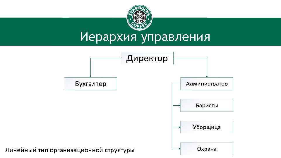Иерархия управления Линейный тип организационной структуры 