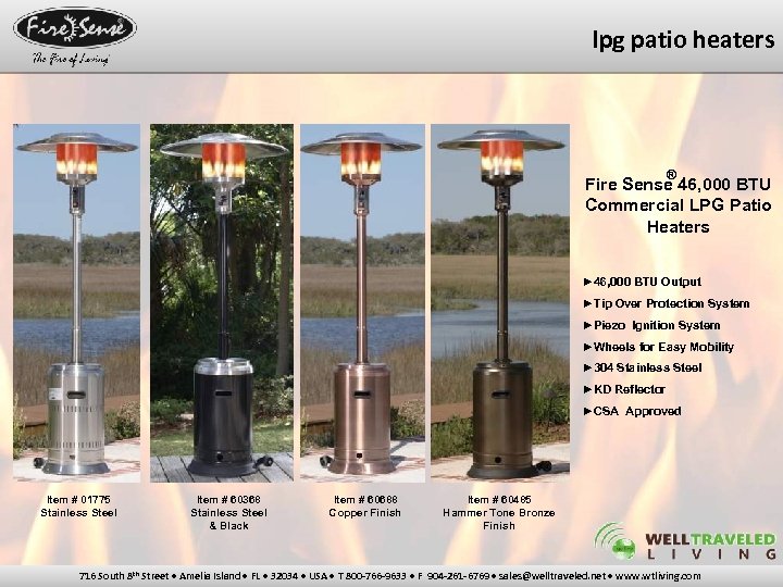 lpg patio heaters ® Fire Sense 46, 000 BTU Commercial LPG Patio Heaters ►