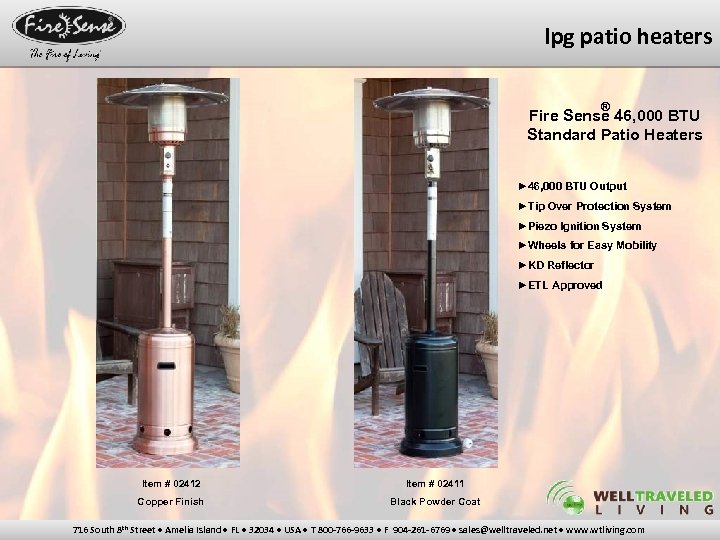 lpg patio heaters ® Fire Sense 46, 000 BTU Standard Patio Heaters ► 46,