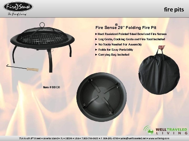 fire pits ® Fire Sense 29” Folding Fire Pit ►Heat Resistant Painted Steel Bowl