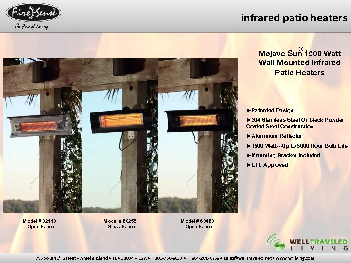 infrared patio heaters ® Mojave Sun 1500 Watt Wall Mounted Infrared Patio Heaters ►Patented