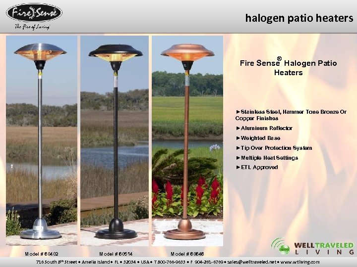 halogen patio heaters ® Fire Sense Halogen Patio Heaters ►Stainless Steel, Hammer Tone Bronze