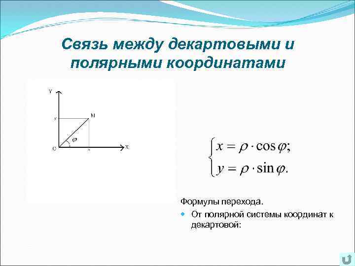 Формулы прямоугольной системы координат