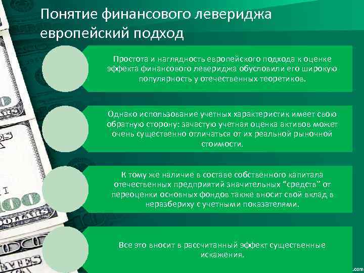 Понятие финансового левериджа европейский подход Простота и наглядность европейского подхода к оценке эффекта финансового