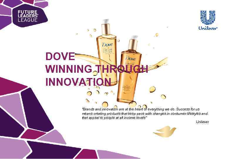 DOVE WINNING THROUGH INNOVATION “Brands and innovation are at the heart of everything we