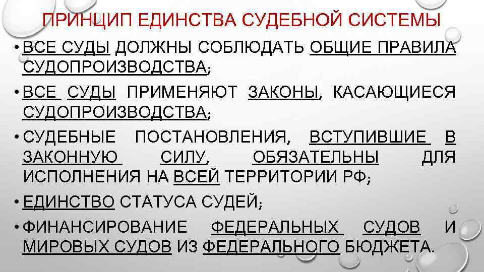 Единство судебной системы обеспечивается путем. Принцип единства судебной системы. Принцип единства судебной системы РФ. Принципы правосудия единство судебной системы. Условия единства судебной системы.