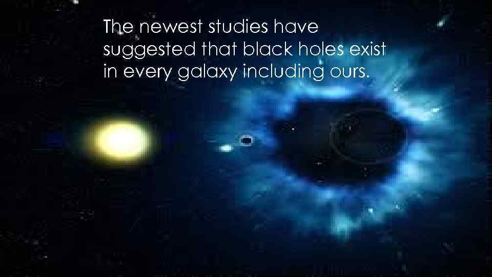 The newest studies have suggested that black holes exist in every galaxy including ours.