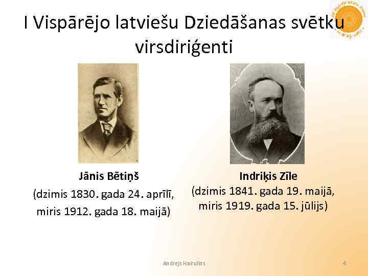 I Vispārējo latviešu Dziedāšanas svētku virsdiriģenti Jānis Bētiņš (dzimis 1830. gada 24. aprīlī, miris