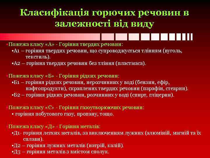 Класифікація горючих речовин в залежності від виду • Пожежа класу «А» - Горіння твердих