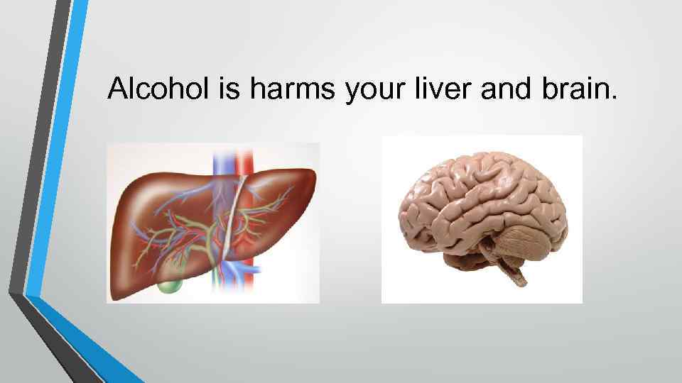 Alcohol is harms your liver and brain. 