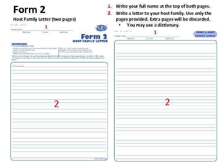 Form 2 Host Family Letter (two pages) 1 1. Write your full name at