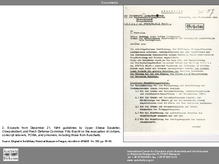 Documents 2. Excerpts from December 21, 1944 guidelines by Upper Silesia Gauleiter, Oberpräsident, and