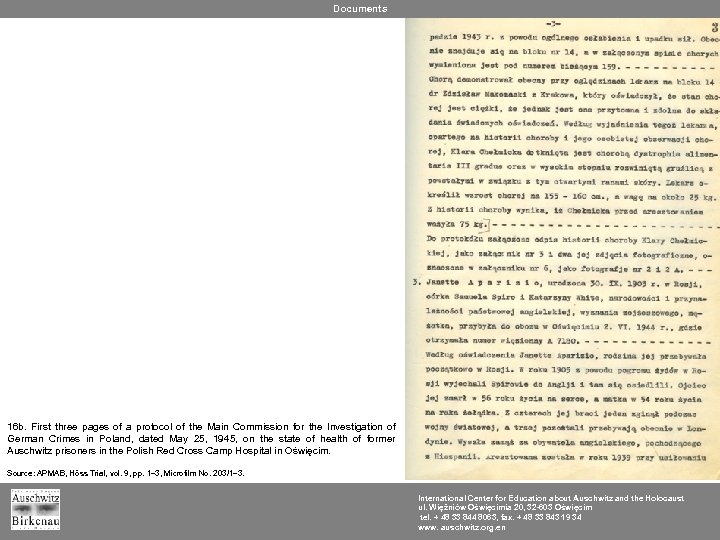 Documents 16 b. First three pages of a protocol of the Main Commission for