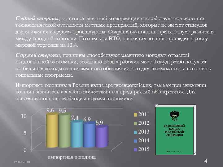 С одной стороны, защита от внешней конкуренции способствует консервации технологической отсталости местных предприятий, которые