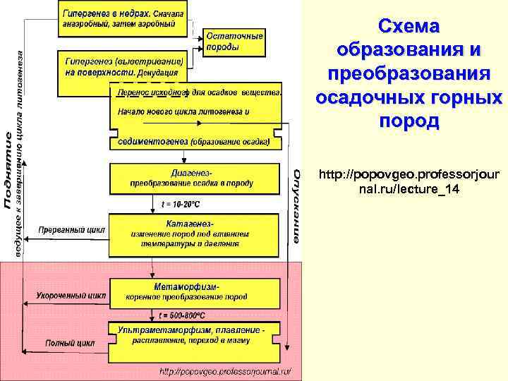 Схема образования и преобразования осадочных горных пород http: //popovgeo. professorjour nal. ru/lecture_14 