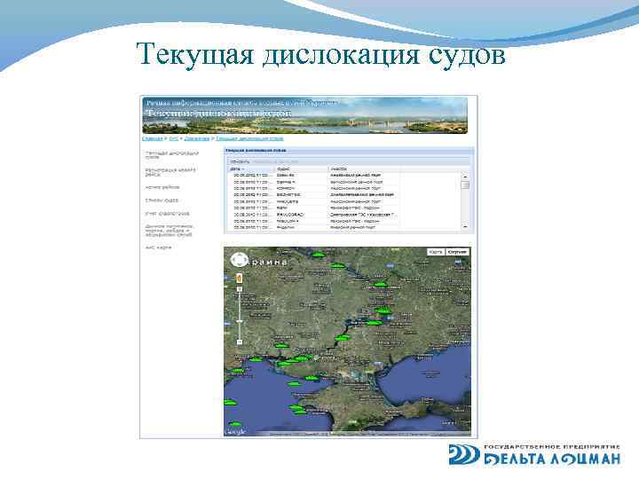 Текущая дислокация судов 
