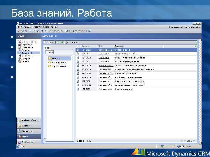 База знаний. Работа • • • Работа с шаблонами статей Создание статей Изменение статьи