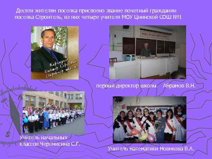 Десяти жителям поселка присвоено звание почетный гражданин поселка Строитель, из них четыре учителя МОУ