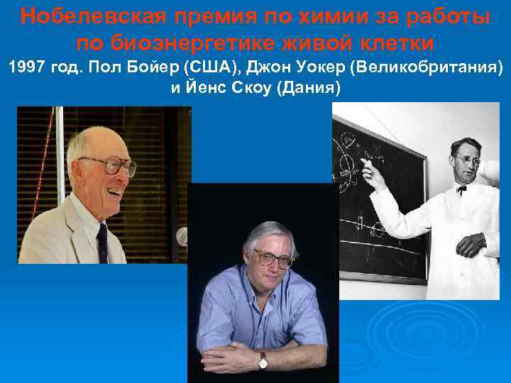 Нобелевская премия по химии за работы по биоэнергетике живой клетки 1997 год. Пол Бойер