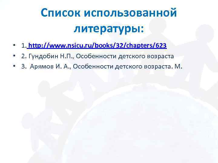 Список использованной литературы: • 1. http: //www. nsicu. ru/books/32/chapters/623 • 2. Гундобин Н. П.