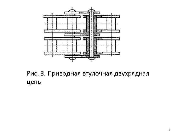 Рис. 3. Приводная втулочная двухрядная цепь 8 