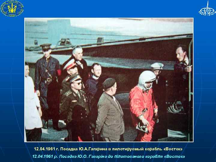 12. 04. 1961 г. Посадка Ю. А. Гагарина в пилотируемый корабль «Восток» 12. 04.