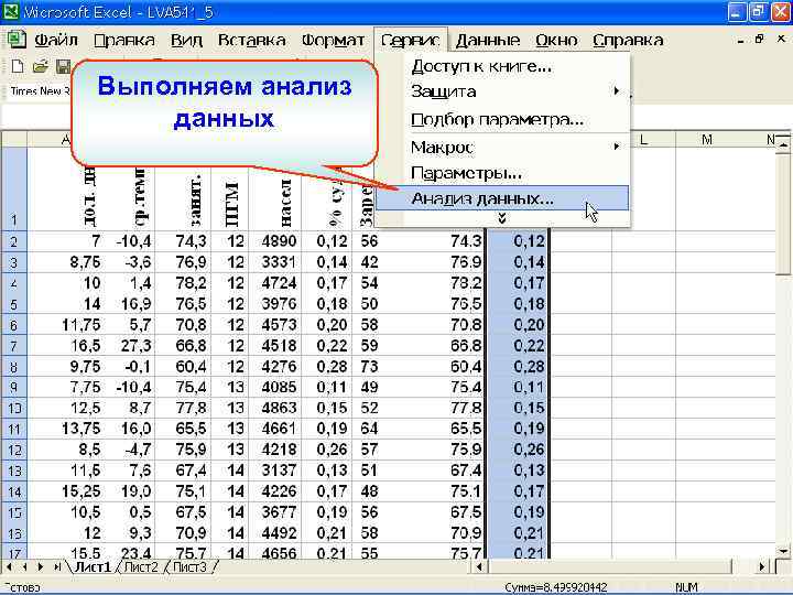 Выполняем анализ данных 