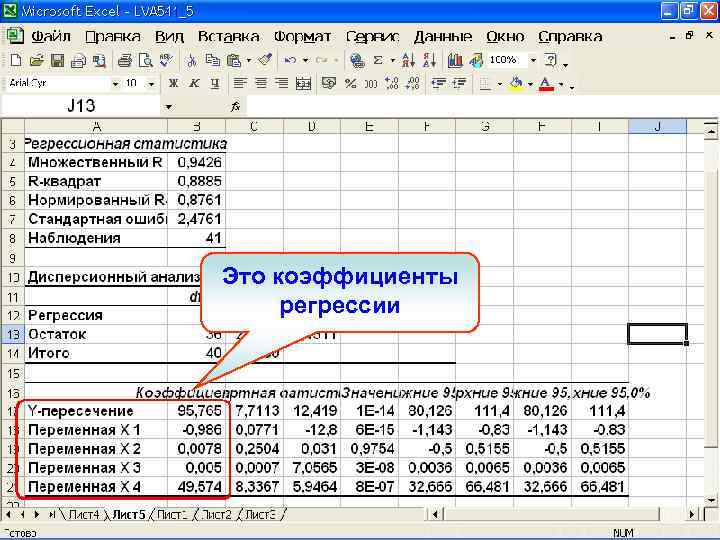Это коэффициенты регрессии 