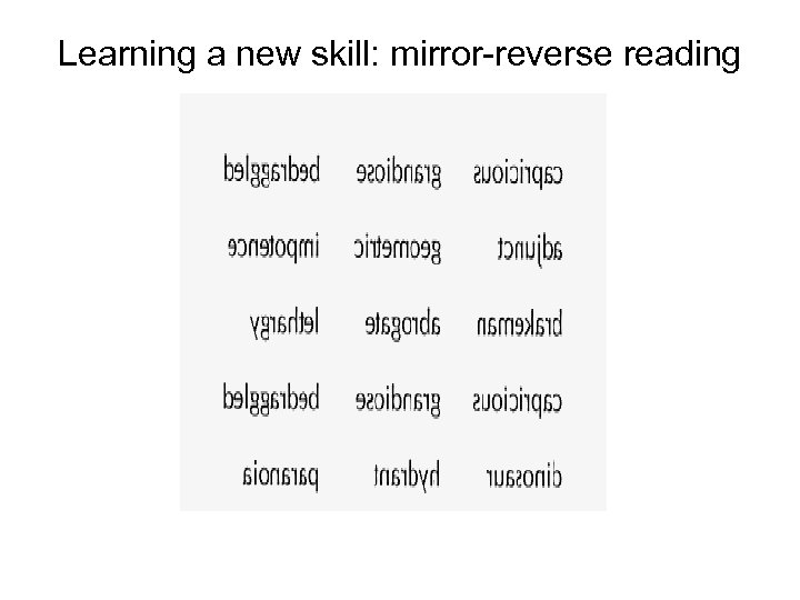 Learning a new skill: mirror-reverse reading 