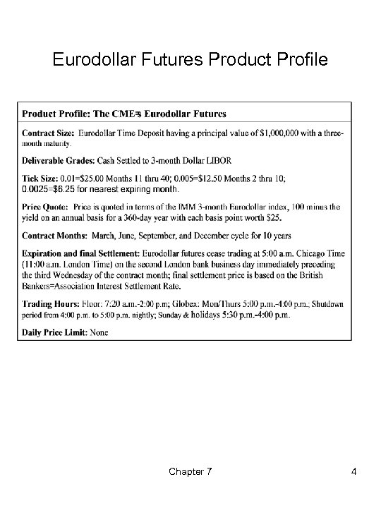 Eurodollar Futures Product Profile Chapter 7 4 