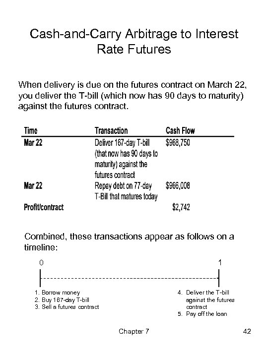 Cash-and-Carry Arbitrage to Interest Rate Futures When delivery is due on the futures contract